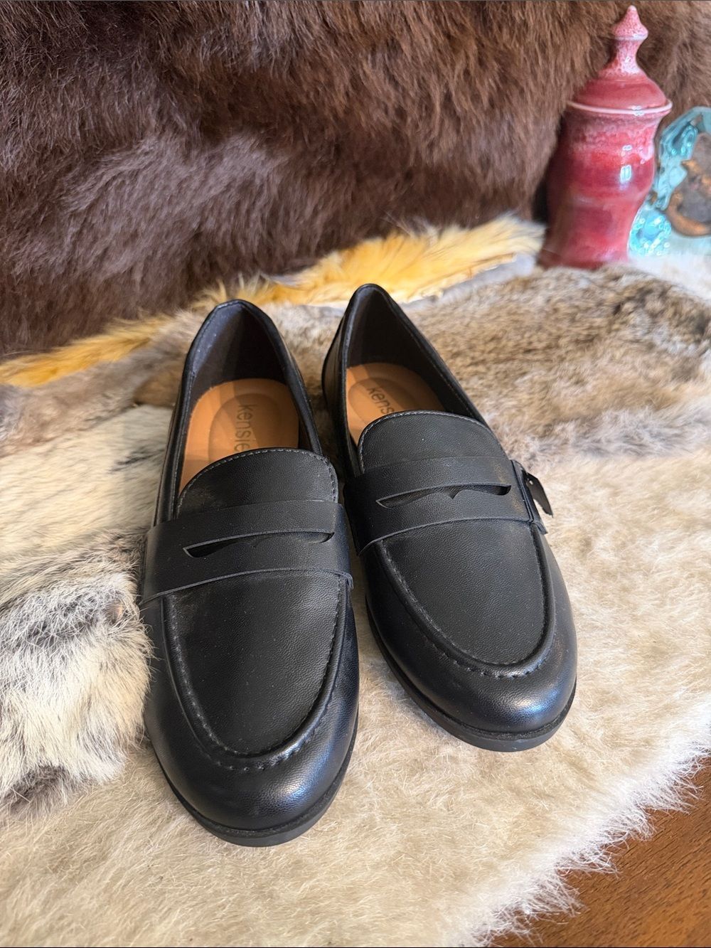 Black Leather Penny Loafers 8.5 (5000H)